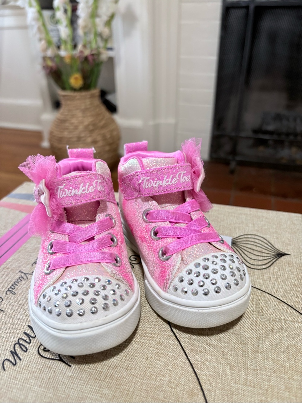 Skechers Twinkle Toes Pink Glitter High-Top Sneakers